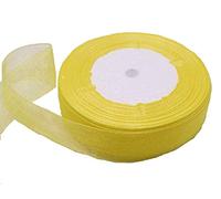 GCS Yellow Organza Ribbon 20mm Roll. Scrapbooking, Gift wrapping, home deco. 46 Meters / 50 Yards