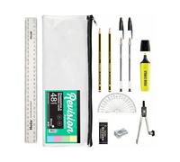 GCSE Complete Exam Stationery Bundle Set with Revision Cards, Bic Pens, Geometry Set & Clear Exam Pencil Case, Back to School Kit, Exam Approved, Transparent Case, Lightweight