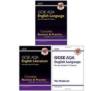 GCSE English Language and Literature 9-1 Collection 3 Books Set (AQA Complete Revision & Practice, AQA Complete Revision & Practice, AQA Workbook - for the Grade 9-1 Course (includes Answers))