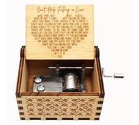 GCSOMLE Can't Help Falling in Love Music Box, Birthday Gifts for Wife Girlfriend Women, Vintage Wood Engraved Hand Crank Music Box, Christmas Valentine Wedding Anniversary Romantic Gift
