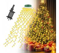 Gcstnn 10FT Christmas Tree Lights,3M x 16Lines 592 LEDs Fairy Lights Mains Powered with 8 Lighting Modes& Memory& Timer& Waterproof String Lights for 5-12FT Christmas Tree Decorations-Warm White