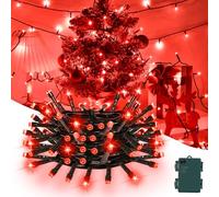 Gcstnn Battery Fairy Lights, 3M/9.8Ft 30LED Battery Powered Fairy Lights Indoor Outdoor with 6h Timer Waterproof String Lights On Green Cable,for Bedroom Christmas Tree Decorations,Garden-Red