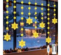 Gcstnn Christmas Snowflake Window Lights, 2M 48 Snowflakes Curtain String Lights USB Powered with Remote Control Timer Waterproof Christmas Hanging Light for Window Bedroom Xmas Tree Decor Warm White