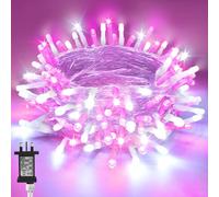 Gcstnn Christmas Tree Lights, 20M 200 LEDs Xmas Tree Fairy Lights Plug in with 8 Light Modes,Memory & Timing Function & Waterproof for 1-3M(3-10ft) Christmas Tree, Bedroom Decorations(Pink + White)