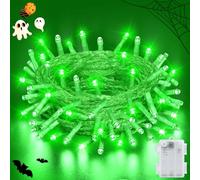 Gcstnn Halloween Decorations Fairy Lights, 5M/16.4FT 50LED Green String Lights IP65 Waterproof Battery Operated with 6h Timer, for Halloween, Porch, Autumn, Window, Fall Decoration
