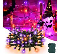 Gcstnn Halloween Decorations Fairy Lights, 9.84FT 30LED Orange+Purple String Lights IP65 Waterproof Battery Operated with 6h Timer, for Halloween,Porch,Autumn,Window,Fall Decoration-Green Box/Wire
