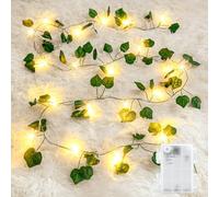 Gcstnn Ivy Fairy Lights, 2M 20LEDs Fake Vines with Lights Battery Operated with 6h Timer, IP65 Waterproof Ivy Leaf Garland Artificial String Lights for Bedroom Wall Garden Decorations