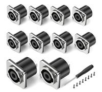 GCTBL 10Pack Speakon Panel Mount Socket Connector, 4 Pole Female Audio Speakon Square Metal Jack Adapter for NL4FC, NL4FX, NLT4X, NL4 Series