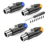 GCTBL 4Pack Speakon Connectors NL4FC Audio Speaker Cable Connector 4 Pole Speakon Plug with Twist Lock Amplifiers Adapter