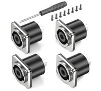 GCTBL 4Pack Speakon Panel Mount Socket Connector, 4 Pole Female Audio Speakon Square Metal Jack Adapter for NL4FC, NL4FX, NLT4X, NL4 Series