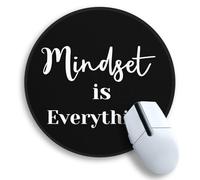 Gctriki Black Computer Mouse Pad for Desk, Funny Small Round Mousepad for Laptop Gaming Work, Inspirational Office Desk Decor Accessories Supplies Gifts for Coworkers, Mindset is Everything