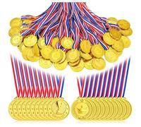GCTWFYK 100 Pieces Gold Medals for Awards, Plastic Winner Medals Bulk for Kids, Sports Themed Party Favors, Soccer Football Games Competition, Party Decorations