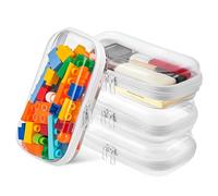 GCTWFYK 4PCS Small Clear Hard Shell Zipper Case for Storage, 7.7"x4" Plastic Transparent Portable Zipper Pouches Travel Toy Organizer Bin, Cosmetic Bag for Organizing