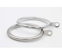 GCurtain 12 PCS Metal Curtain Rings, 30mm Internal Diameter, Curtain Pole Rings with Eyelet, Silent Glide, Brushed Nickel