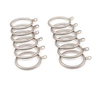 GCurtain 12 PCS Metal Curtain Rings, 45mm Internal Diameter, Curtain Pole Rings with Eyelet, Silent Glide, Brushed Nickel