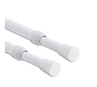 Gcurtain 2 PCS Tension Curtain Pole No Drilling, 43-69cm (17-27 Inch) Adjustable Small Net Curtain Rod, 13mm Diameter Metal Spring Loaded Shower Pole with Rubber Ends, White