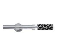 GCurtain Adjustable Double Curtain Pole, 110-210cm, 1.1 Inch Diameter, Wall Mount, Black Branch Finials