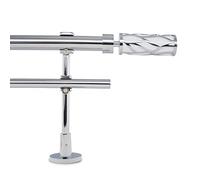 GCurtain Adjustable Double Curtain Pole, 110-210cm, 1.1 Inch Diameter, Wall Mount, White Branch Finials