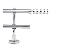 GCurtain Adjustable Double Curtain Pole, 170-310cm, 3/4 Inch Diameter, Wall Mount, White Cylinder Finials