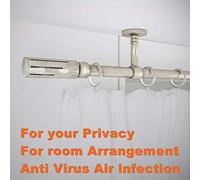 GCurtain Adjustable Single Curtain Pole, 110-210cm, 1.1 Inch Diameter, Brushed Nickel Finish, Wall/Ceiling Mount, Shooting Star Finials