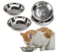 4 Pcs Stainless Steel Cat Bowls,5.5 Inches Metal Cat Bowl, Cat Food Bowls for Indoor Cats, Whisker Fatigue Cat Bowl, Shallow Cat Food Dish, Kitten Food Bowl, Elevated Food Bowls for Cats