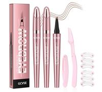 GCVSE 2Pcs Eyebrow Pencil, Rose Gold Microblading Eyebrow Pencil with 4 Micro-Fork Tips, Long-Lasting Brow, Waterproof, Smudgeproof - Easy Creation of Natural Looking Defined Eyebrows (Light Brown)