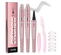 GCVSE 2Pcs Eyebrow Pencil, Rose Gold Microblading Eyebrow Pencil with 4 Micro-Fork Tips, Long-Lasting Brow, Waterproof, Smudgeproof - Easy Creation of Natural Looking Defined Eyebrows (Dark Brown)