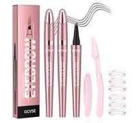 GCVSE 2Pcs Eyebrow Pencil, Rose Gold Microblading Eyebrow Pencil with 4 Micro-Fork Tips, Long-Lasting Brow, Waterproof, Smudgeproof - Easy Creation of Natural Looking Defined Eyebrows (Black)