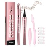 GCVSE Eyebrow Pencil, Rose Gold Microblading Eyebrow Pencil with 4 Micro-Fork Tips, Long-Lasting Brow, Waterproof, Smudgeproof - Easy Creation of Natural Looking Defined Eyebrows (Light Brown)