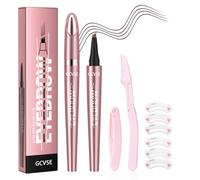 GCVSE Eyebrow Pencil, Rose Gold Microblading Eyebrow Pencil with 4 Micro-Fork Tips, Long-Lasting Brow, Waterproof, Smudgeproof Brow Pen - Easy Creation of Natural Looking Defined Eyebrows (Dark Brown)