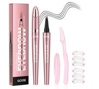 GCVSE Eyebrow Pencil, Rose Gold Microblading Eyebrow Pencil with 4 Micro-Fork Tips, Long-Lasting Brow, Waterproof, Smudgeproof Brow Pen - Easy Creation of Natural Looking Defined Eyebrows (Black)