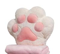 GCYEIDMA Hand Warming Pillow 34/40cm Bear&Cat Paw Pillow With Two Holes Flannel Blanket Colorful Stuffed Fuzzy Animal Handwarmer For Winter Warm(White,34cm without blanket)