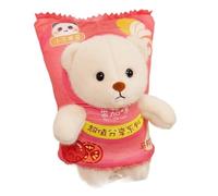 GCYEIDMA Hand Warming Pillow Creative Cartoon Potato Chip Snack Pack Lina Bear Panda Hand Warmer Throw Pillow 2 In 1 Cute Teddy Doll(Red bear)