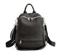 GCYEIDMA Leather backpack woman Leather Brand Women Backpack School Bag Travel Female Shopper Shoulder Bags Satchel Rucksack Commuter Girl(Black)