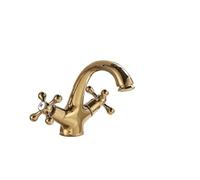 GCYEIDMA Mixer Tap Kitchen Sink Vintage Style Taps Deck Mounted Antique Brass Bathroom Basin Faucet Dual Handles Sink Mixer Hot And Cold Water Tap(Golden)