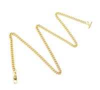 GCYEIDMA Pocket Watch Chain Elegant 65cm Length Pocket Watch Chain Gold Plated Silver T-Bar Design Metal Material Vest Suit(Golden)