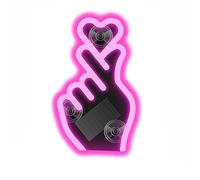 GCZCC 1PC Finger Heart LED Light K-pop & K-Drama Symbol Heart Gesture Signs Neon Solar Powered Wireless Ambient Lamp Interior Decor Accessories for Windows of Cars and Homes-Pink