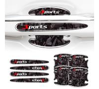 GCZCC 8PCS Car Door Handle Protector Carbon Fiber Sports Doors Bowl Sticker ABS Epoxy Resin Anti Scratch Protective Film Universal Vehicles Accessories-Black