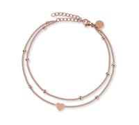 GD GOOD.designs EST. 2015 Anklet Heart for Ladies in Rose Gold - Waterproof I Multi-row Anklet - Adjustable I Filigree Stainless Steel Ankle Jewellery