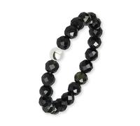 GD GOOD.designs EST. 2015 Anti-stress ring made of tourmaline natural stone beads for women - Pearl ring elastic - Anxiety ring faceted
