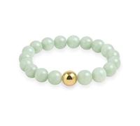 GD GOOD.designs EST. 2015 Anti Stress Ring with Natural Stone Beads | Elastic Women's Jade Jewellery with 18K Gold-Plated S925 Accent | Waterproof - Ring Size 54-60