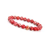 GD GOOD.designs EST. 2015 Chakra bead bracelet red for men and women I Made from 8 mm marine sediment jasper natural stones I Single-coloured unisex bead chakra wristband