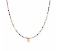 GD GOOD.designs EST. 2015 Colorful Beaded Necklace Women | Waterproof Necklace with Letter B | Initial Pendant in 18K Gold Plated Stainless Steel | Skin-Friendly & Adjustable (40-45 cm)