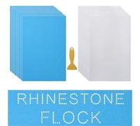 GDACE Rhinestone Flock 12" x 8" 10 Sheets and Rhinestone Transfer Tape 10 Sheets for Rhinestone Templates Stencil Magic Sticky Flock for Any Cutting Machine Easy Cutting Easy Weeding