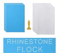 GDACE Rhinestone Flock 12" x 8" 5 Sheets and Rhinestone Transfer Tape 10 Sheets for Rhinestone Templates Stencil Magic Sticky Flock for Any Cutting Machine Easy Cutting Easy Weeding