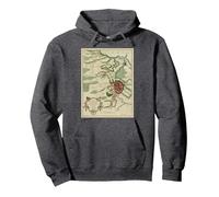 Gdansk Poland Environs Vintage Map Pullover Hoodie, Adult Unisex, Dark Heather Grey, XX-Large