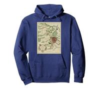 Gdansk Poland Environs Vintage Map Pullover Hoodie, Adult Unisex, Navy Blue, Large