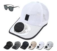 GDAONUDK 2025 Upgrade Solar Rechargeable Peaked Cap, with Sun Protection Glasses, Solar-Powered Baseball Cap with Built-in Fan, for Outdoor Camping(Blue)