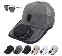 GDAONUDK 2025 Upgrade Solar Rechargeable Peaked Cap, with Sun Protection Glasses, Solar-Powered Baseball Cap with Built-in Fan, for Outdoor Camping(Dark gray)