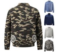 GDAONUDK Air Cooling Work Jacket Fashion Workwear with 2 Fan and 1 Connection lines Set for Workers Summer Clothes, Battery Not Included(Camouflage,L)